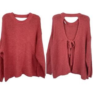Aerie NWT Cotton Open Back Pink Slouchy Oversized Pullover Heavyweight Sweater M